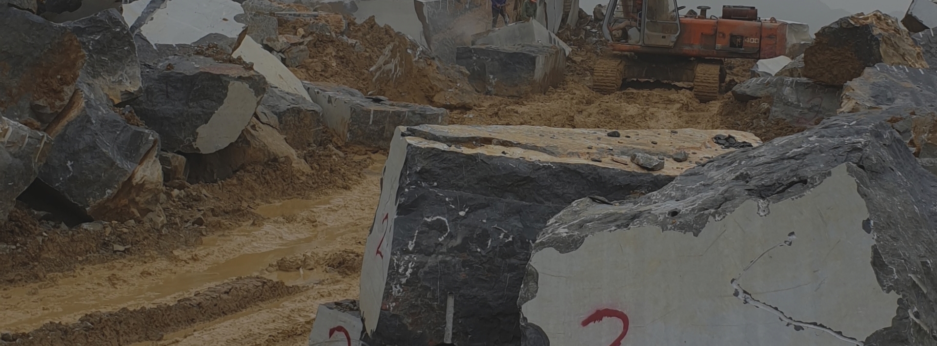 Quarry site with broken up rocks