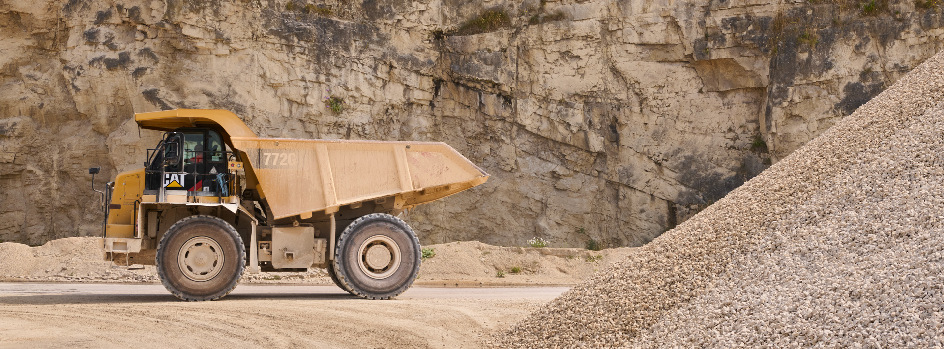 An aggregates tipper on site