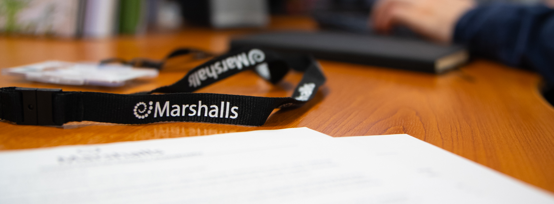 Marshalls lanyard laid on a table